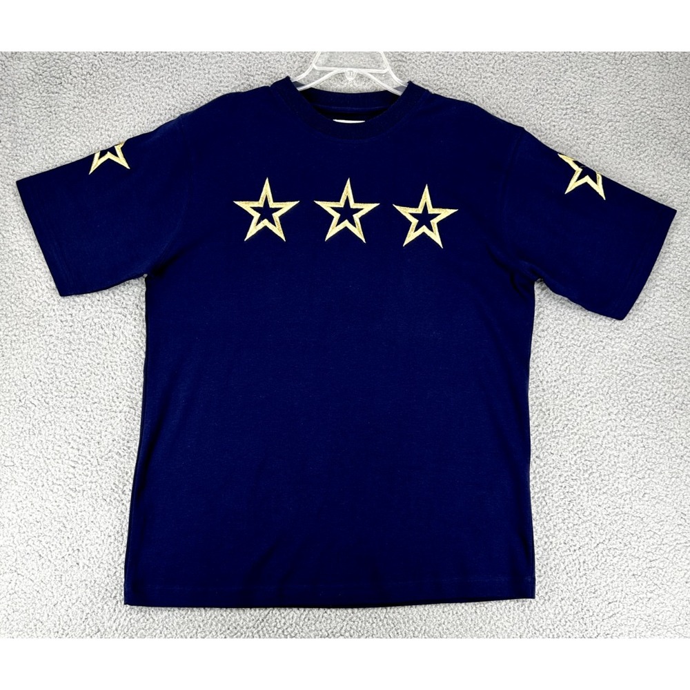 Line Up Stars T Shirt Women Size L Short Sleeve Navy Matching Earrings